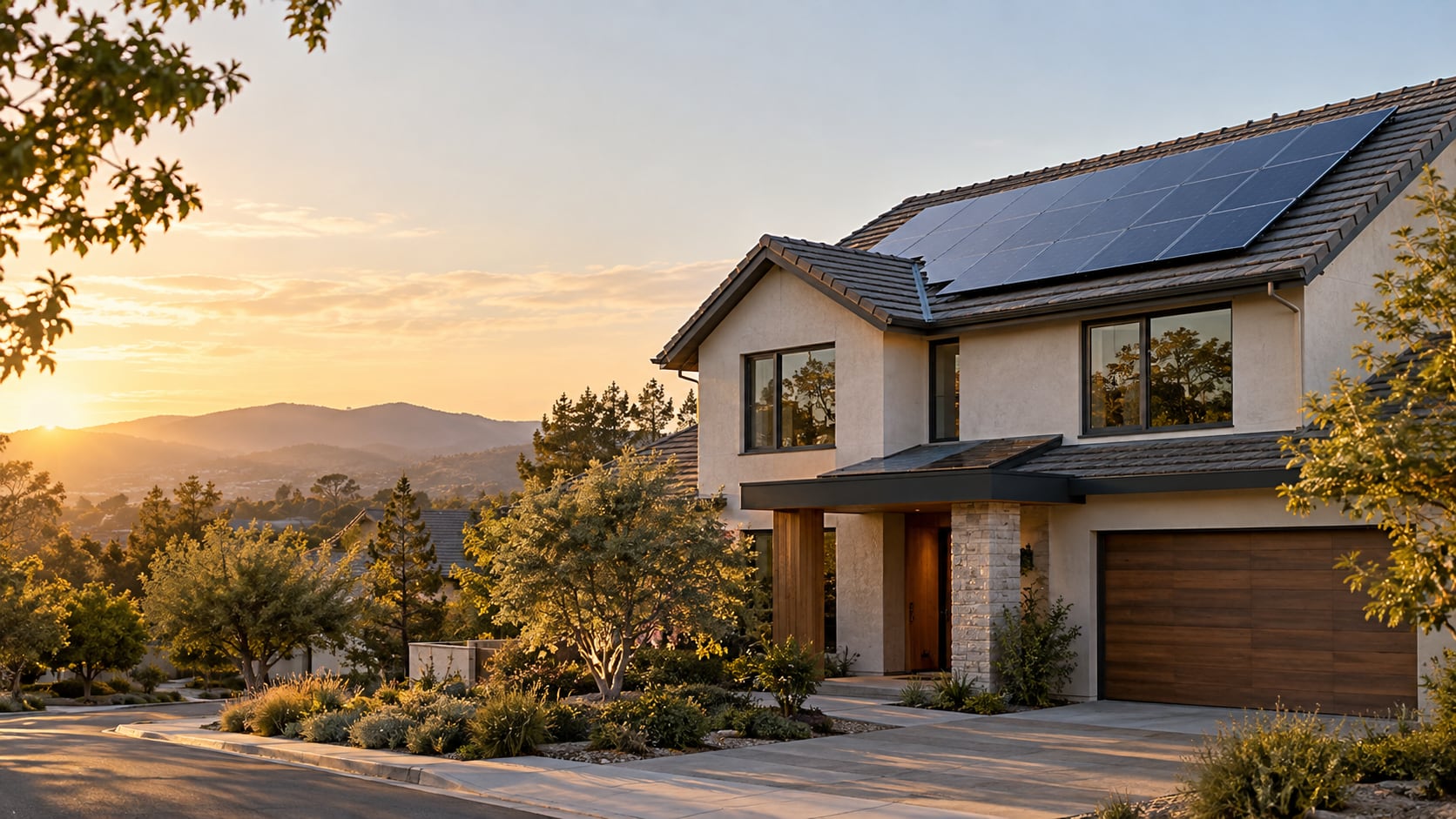 A home with rooftop solar panels